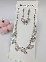 Набір кольє з сережками Fashion Jewelry Кольє 30 см + 15 см Сережки 4,5 см Набір біжутерії для випускного