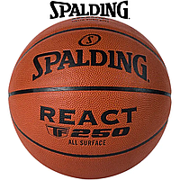 М'яч баскетбольний спортивний ігровий м'яч для баскетболу Spalding React TF-250 FIBA, розмір №6