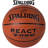 М'яч баскетбольний спортивний ігровий м'яч для баскетболу Spalding React TF-250 FIBA, розмір №7