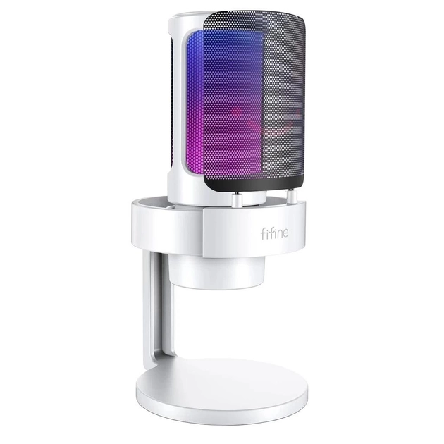 Мікрофон Fifine AmpliGame A8 USB конденсаторний мікрофон з RGB-підсвіткою Білий