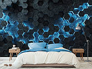 Самоклеюча плівка Oracal "Чорні шестикутники з синім світлом", декор для спальні, вітальні, фото 3