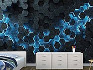 Самоклеюча плівка Oracal "Чорні шестикутники з синім світлом", декор для спальні, вітальні, фото 7