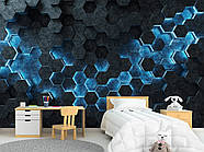Самоклеюча плівка Oracal "Чорні шестикутники з синім світлом", декор для спальні, вітальні, фото 5