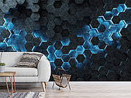Самоклеюча плівка Oracal "Чорні шестикутники з синім світлом", декор для спальні, вітальні, фото 4