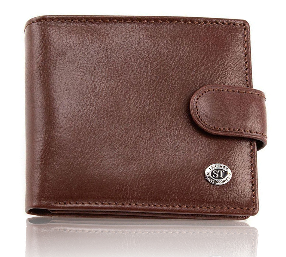 Стильне шкіряне чоловіче портмоне ST Leather В103 Коричневий, фото 1