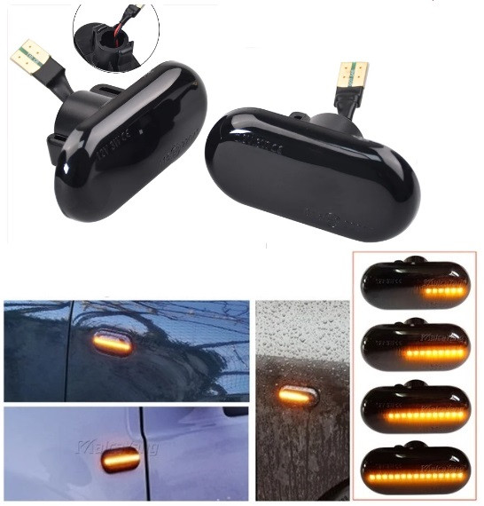 Поворот Renault Scenic 1 1996-2003 Повторювач Рено Сценік (2шт динамічні чорні ЛЕД), фото 1