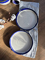 Тарілка кругла з бортиком 22 см, «Капучино кобальт».