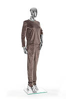 Женский костюм велюровый домашний комплект (кофта + штаны) JULIA 44-46 Мокко