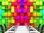 Фотошпалери 3д на стіну, флізелінові фотошпалери для дому "Різнокольорові куби", фото 2