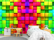 Фотошпалери 3д на стіну, флізелінові фотошпалери для дому "Різнокольорові куби", фото 4