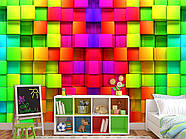 Фотошпалери 3д на стіну, флізелінові фотошпалери для дому "Різнокольорові куби", фото 5