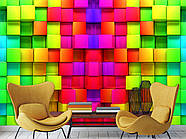Фотошпалери 3д на стіну, флізелінові фотошпалери для дому "Різнокольорові куби", фото 8