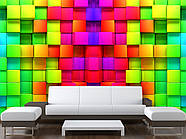 Фотошпалери 3д на стіну, флізелінові фотошпалери для дому "Різнокольорові куби", фото 3