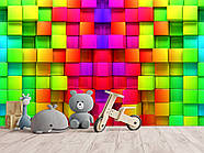 Фотошпалери 3д на стіну, флізелінові фотошпалери для дому "Різнокольорові куби", фото 6