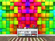 Фотошпалери 3д на стіну, флізелінові фотошпалери для дому "Різнокольорові куби", фото 7