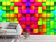 Фотошпалери 3д на стіну, флізелінові фотошпалери для дому "Різнокольорові куби", фото 9