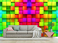 Фотошпалери 3д на стіну, флізелінові фотошпалери для дому "Різнокольорові куби", фото 10