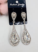 Серьги вечерние Fashion Jewelry 6,8 см * 2 см Красивые вечерние сережки с кристаллами Серьги для праздника