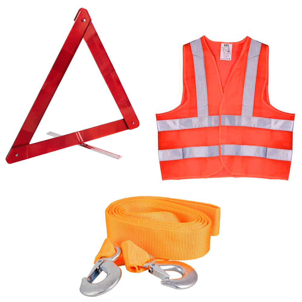 Набор автомобиліста  Трос + Знак аварійної зупинки + Жилет, фото 1