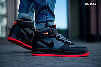 Чоловічі кросівки Nike Air Force 1 High Black\Grey\Red (чорно/червоні)|Кросівки повсякденні чоловічі весна осінь