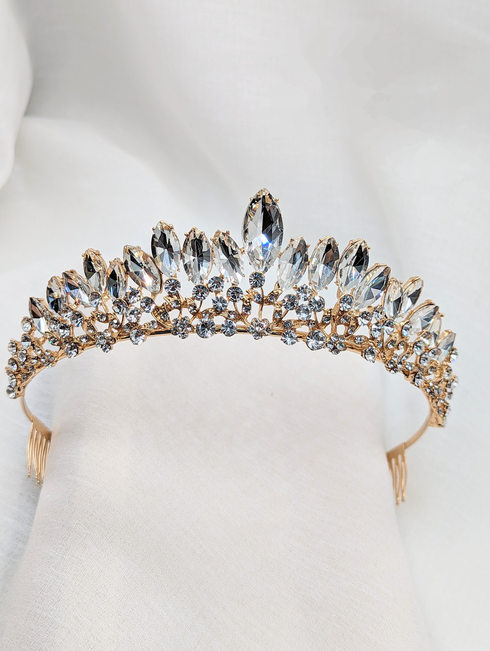 Корона-діадема для дівчат 4,70 см Золотиста корона-діадема Корона з кристалами Гарна корона