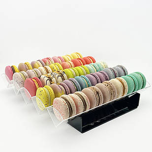 Підставка для макарунів, вітрина для десертів на 5 комірок по 30см, горизонтальна, чорна