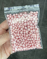 Рисові кульки глазуровані НІЖНО-РОЖЕВІ перламутрові, 5 та 7 мм