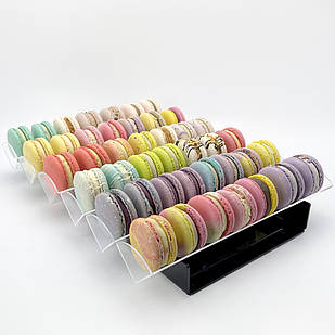 Підставка для макарунів на 6 комірок по 30см, горизонтальна вітрина для солодощів, чорна