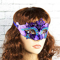 Венецианская маска карнавальная женская Луиза фиолетовая