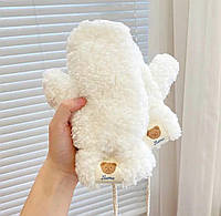 Рукавиці хутряні Тедді зі шнурком (Teddy, ведмідь, ведмедик, каракуль) Білий 2, Унісекс WUKE One size