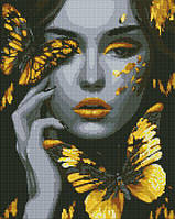 Алмазная мозаика Девушка с золотыми бабочками  art_selena_ua 40х50 Идейка (AMO7723)
