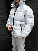 Чоловіча зимова тепла біла коротка куртка камуфляж відмінна якість