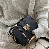 Жіноча класична сумка крос-боді 10214 на цепочці на три відділи чорна, фото 9