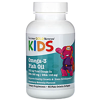 Kid s Omega-3 Fish Oil Natural Strawberry Flavor California Gold Nutrition 60 капсул