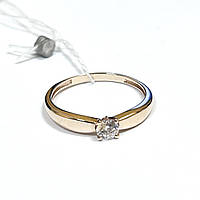 Золотое классическое кольцо 17.5, вес 1.5 гр с цирконием на подарок, на предложение девушке