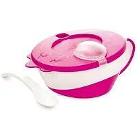 Набор для кормления тарелка с розовой ложкой Canpol Babies (5901691813106)