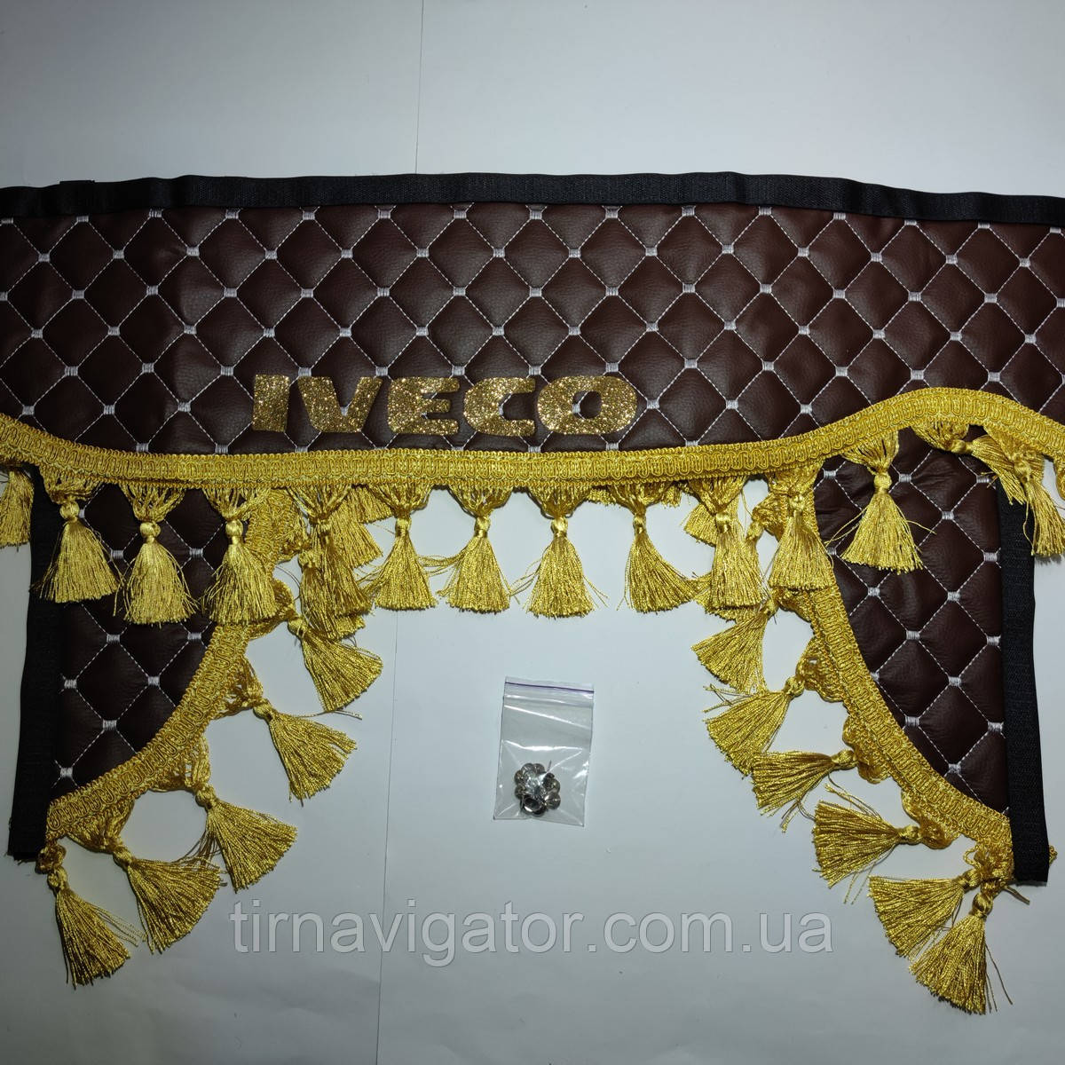 Шторка IVECO коричнева вінілова з уголками, застіжка