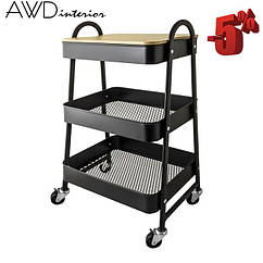 Етажерка 3 х ярусна на колесах метал лофт AWD 02041822