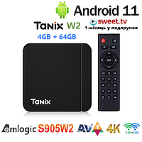 TV-Приставка Tanix W2 4/64GB W2-Pro Amlogic S905W2 (Android Smart TV BOX, Смарт ТВ Приставка, АндроїдТБ)