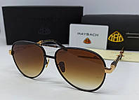 Maybach очки капли мужские солнцезащитные коричневый градиент в черном металле на флексах