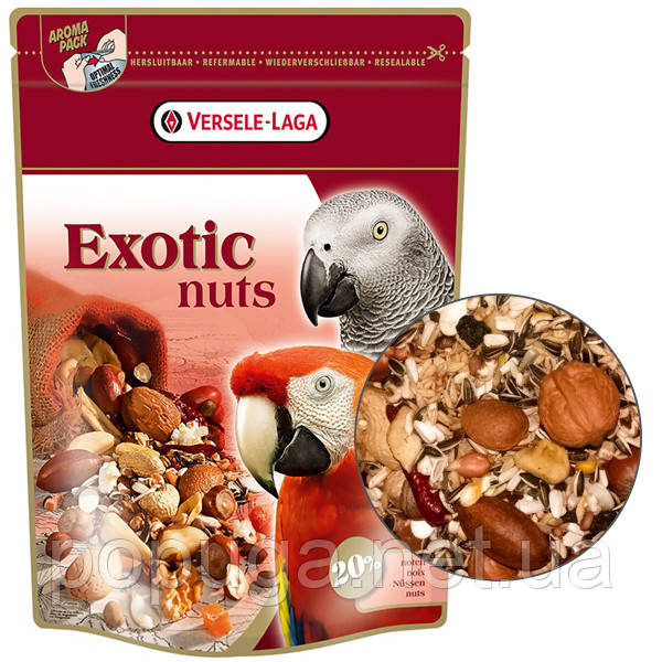 Versele-Laga Prestige ЕКЗОТИЧНІ ОРЕХІ (Exotic Nuts Mix) зернова суміш корм для великих папуг, 750г, фото 1