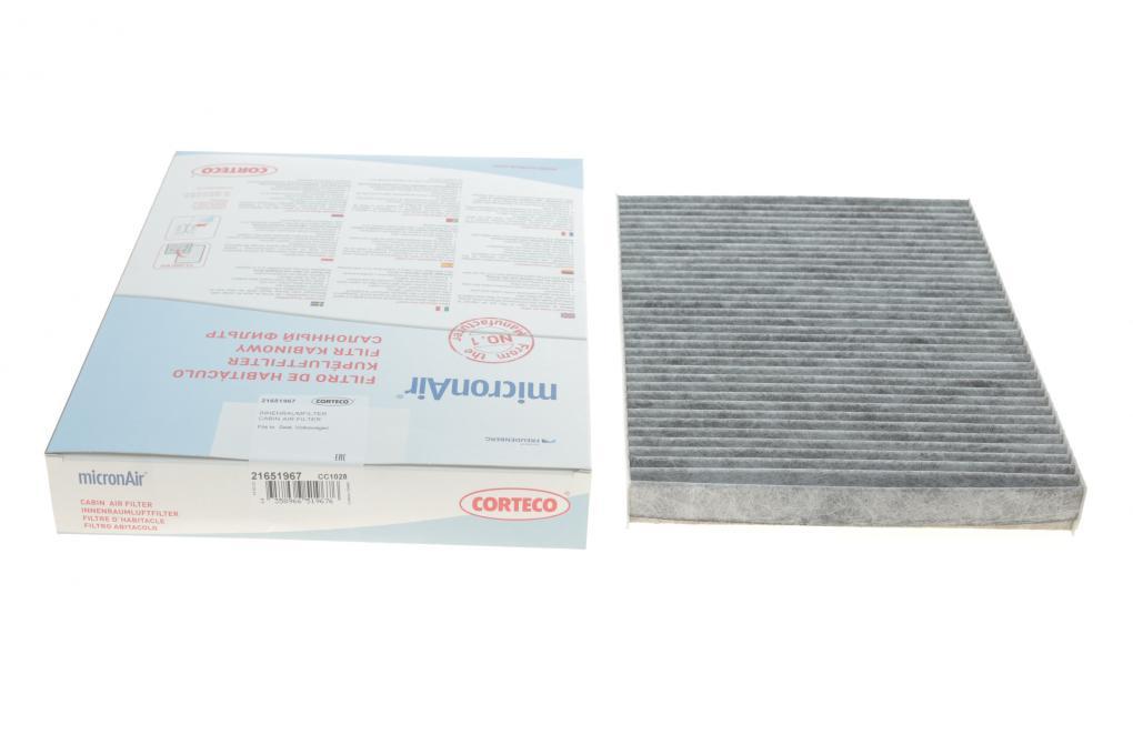 Фільтр салону VW Golf IV/Skoda Octavia/Audi A3 1.0-3.2 92-10 (вугільний) CORTECO 21651967 UA62