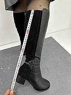 Зимові жіночі чоботи Battine F1503 чорні на підборах 36, фото 4