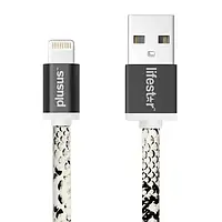 Дата-кабель PlusUs LifeStar 1m USB(тато) - Lightning(тато) Black White