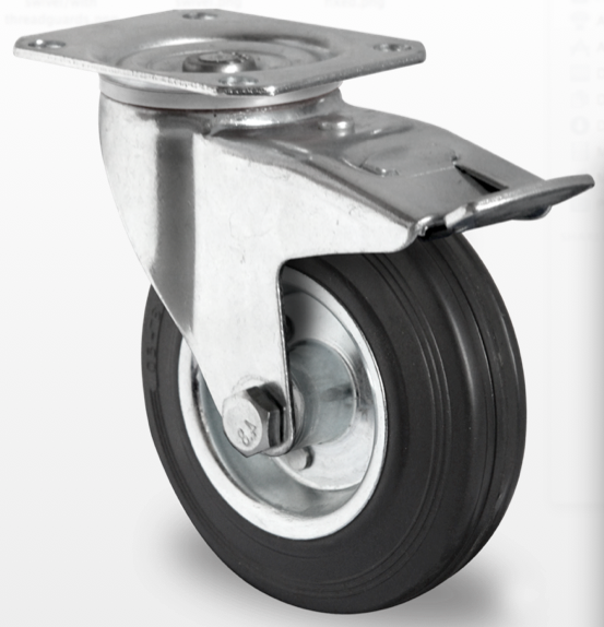 Поворотне колесо діаметром 80 мм зі стандартної чорної гуми