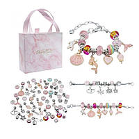 Набор для создания браслетов Пандора Pandora THE BEST GOLD(Pink) с подвесками в подарочной упаковки