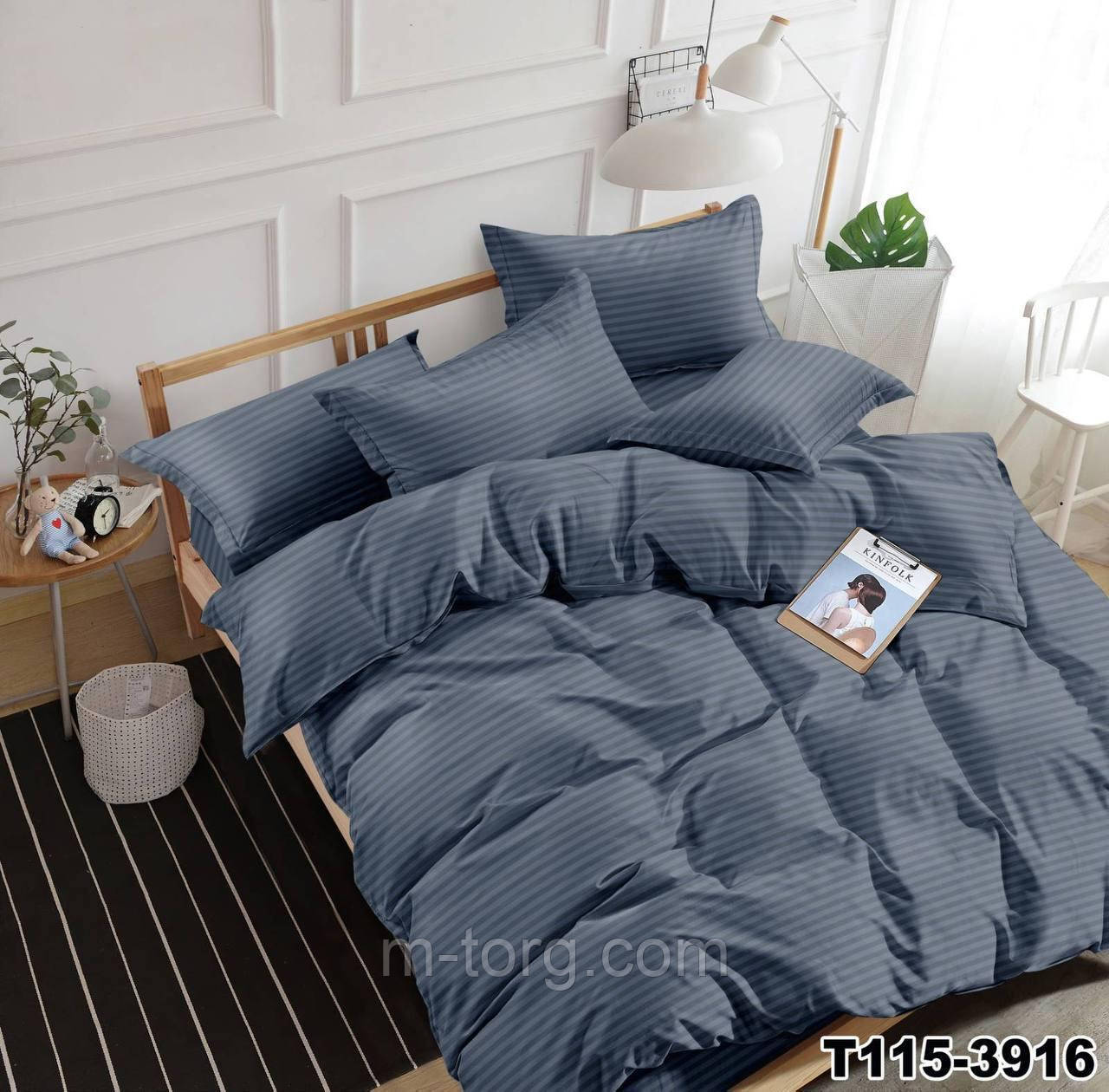 "джинс" постільна білизна євро тканина мікрострайп сатин