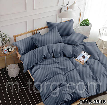 "смарагд" полуторний комплект постільної білизни тканина мікрострайп сатин, фото 1