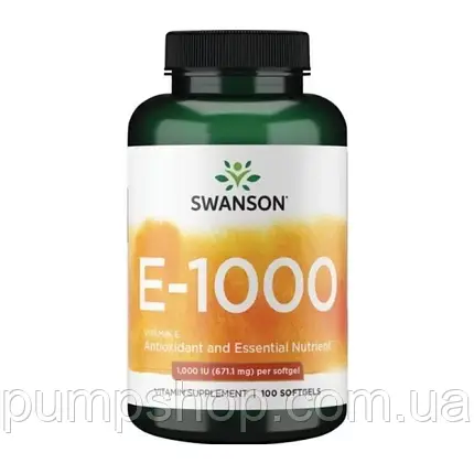 Витамин Е Swanson Vitamin E-1000 100 капс. ( 671,1 мг ), фото 2
