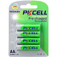 Акумулятор AA PKCELL AA600-4B 600mAh 1.2V Ni-MH RTU rechargeable battery 4 шт